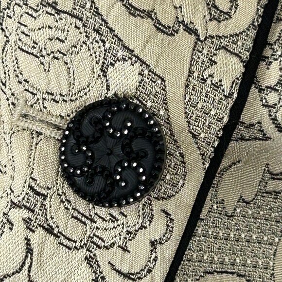 EVAN PICONE Black Label Blazer Cream Jacquard Damask Sz 12 Career 3 Button - Picture 3 of 10